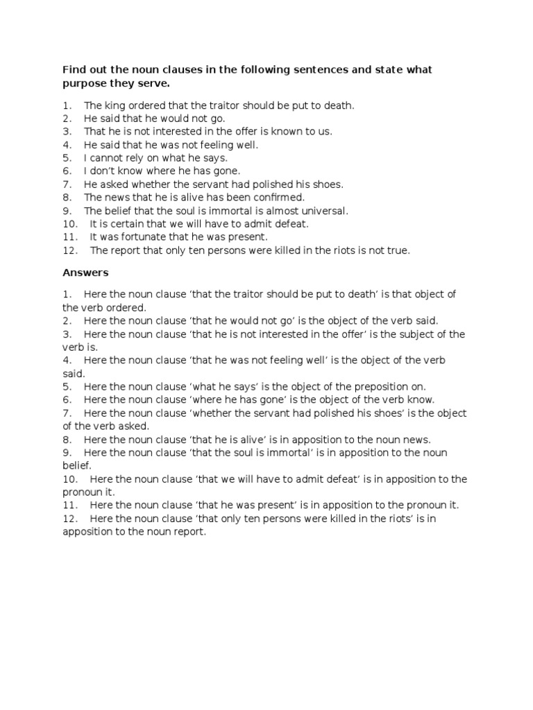 Noun Clauses | PDF