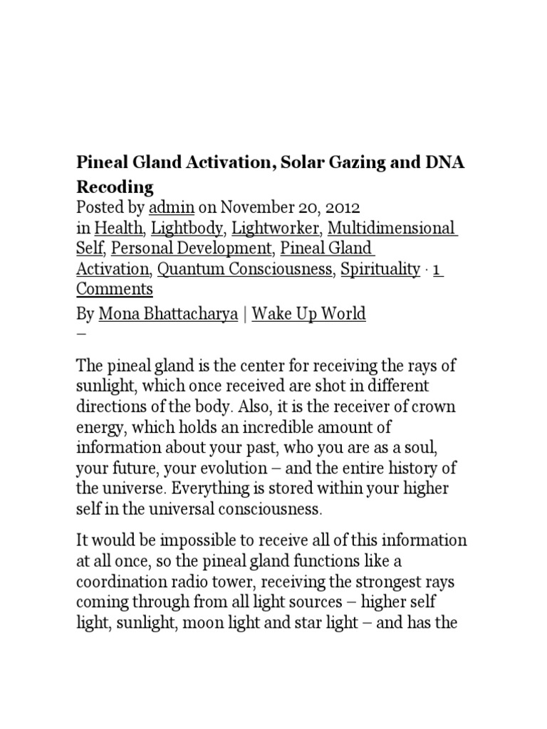 Pineal Gland and Solar Gazing Insights | PDF | Sun | Light