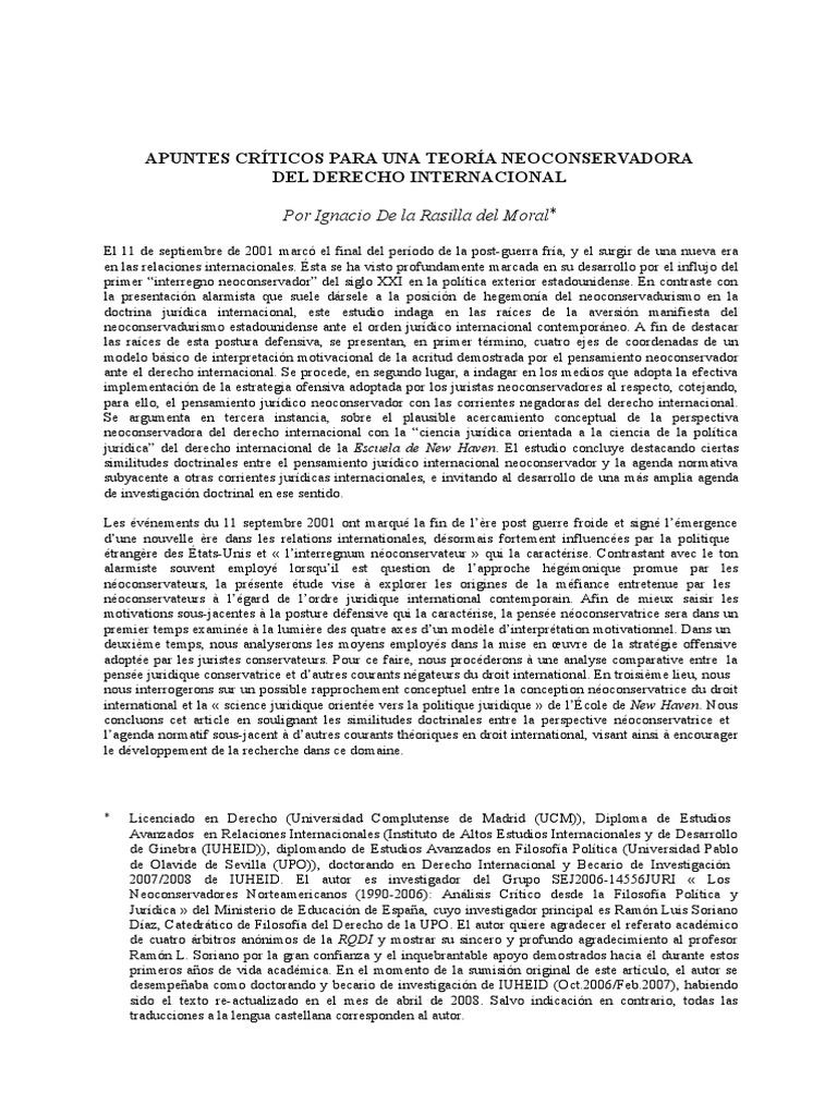 Apuntes Críticos Para Una Teoría Neoconservadora Del 