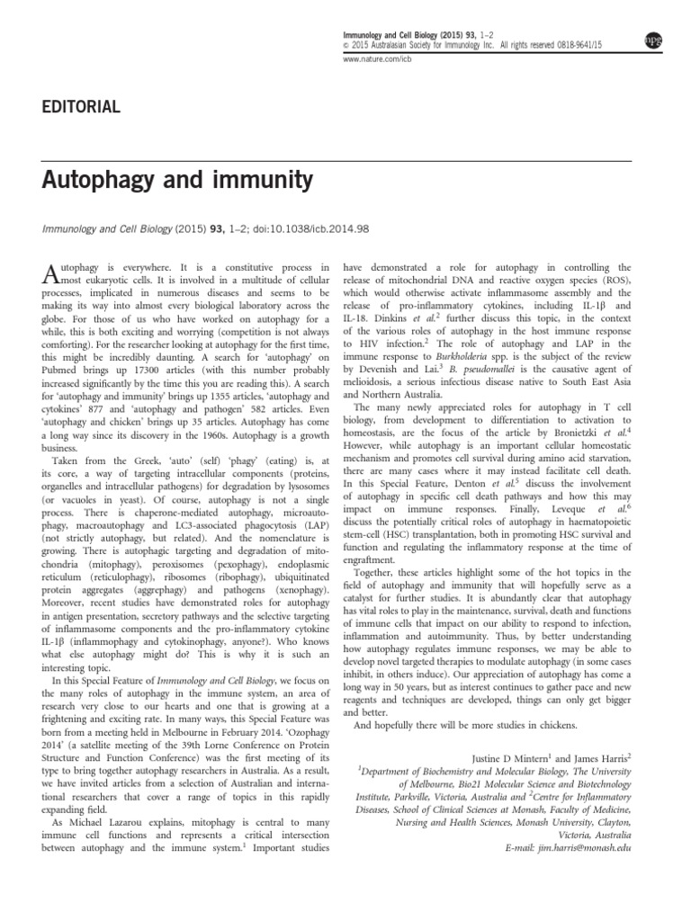 Autophagy and Inmunity 2015 | PDF | Autophagy | Immune System