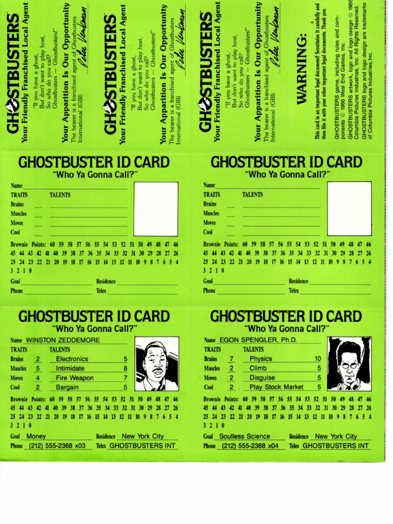 Ghostbusters RPG Item Cards 2 PDF