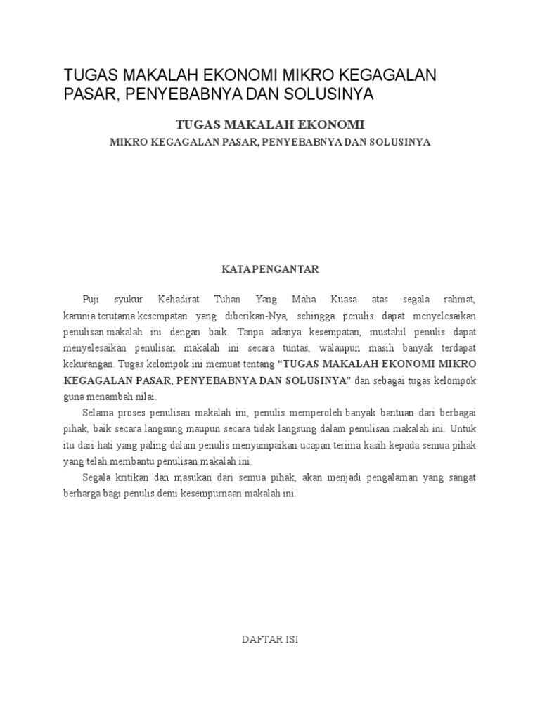 Tugas Makalah Ekonomi Mikro Kegagalan Pasar