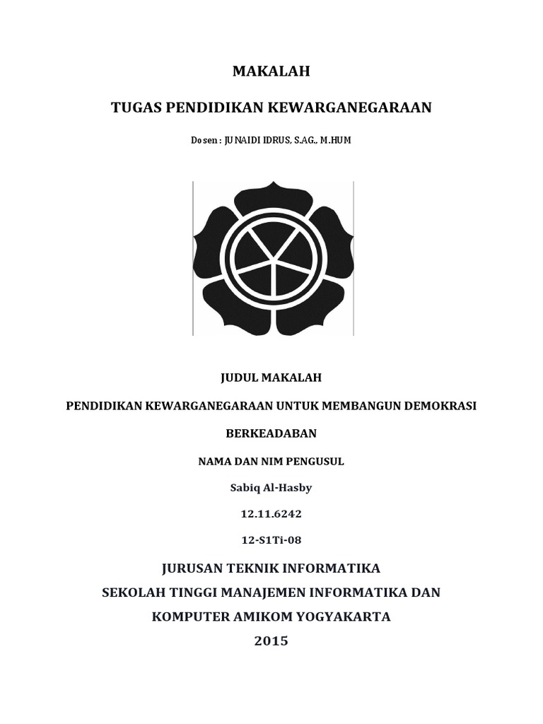 Makalah Pendidikan Kewarganegaraan Untuk Membangun Demokrasi Berkeadaban