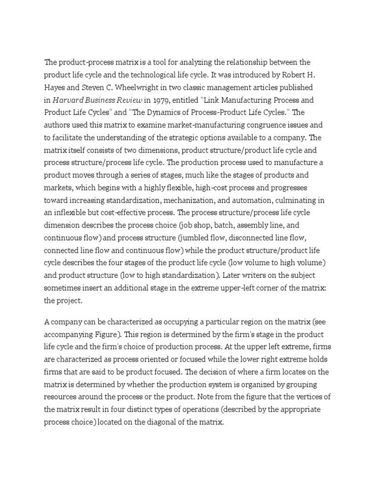 Understanding the Product-Process Matrix | PDF | Labour Economics ...