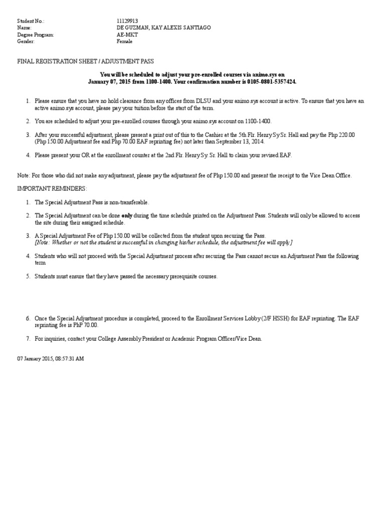 DLSU Course Adjustment Instructions | PDF | Finance & Money Management