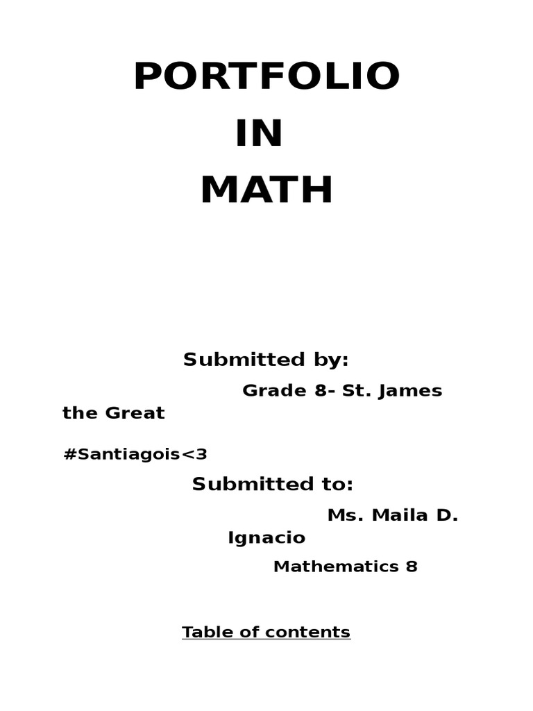 Grade 8 Mathematics Portfolio Submission | PDF