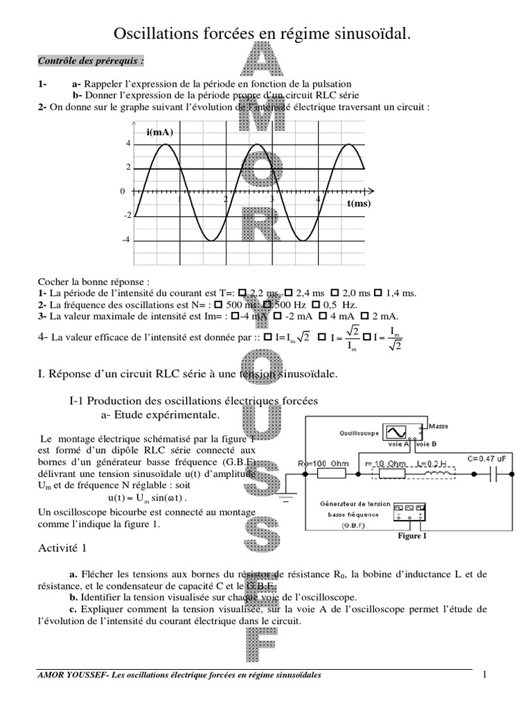 Oscillations Électriques Forcées RLC | PDF | Résonance | Puissance ...