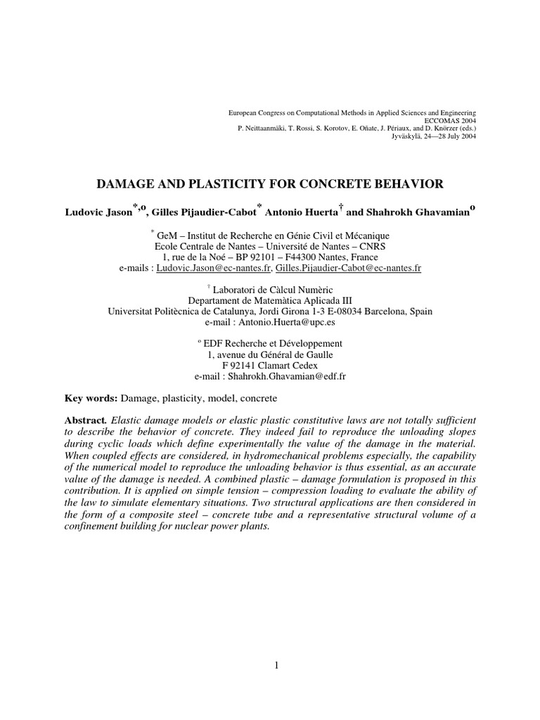 Damage and Plasticity For Concrete Behavior | PDF | Plasticity (Physics ...