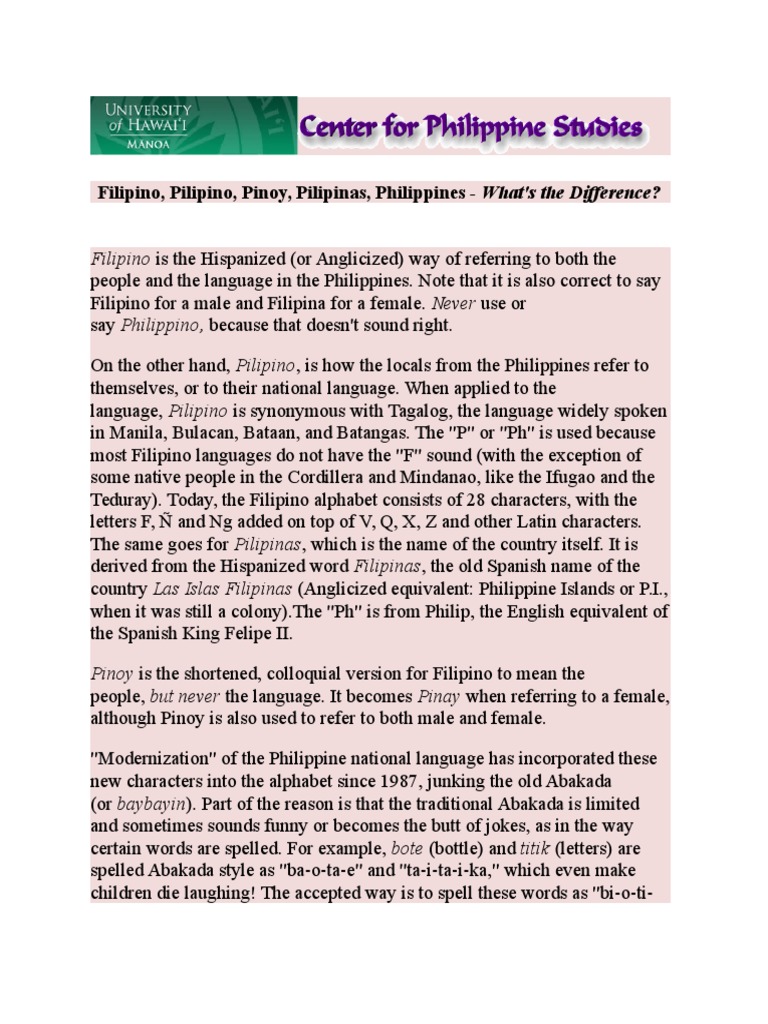 Filipino, Pilipino, Pinoy, Pilipinas, Philippines What's The