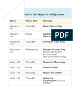 2015 Public Holidays in Philippines