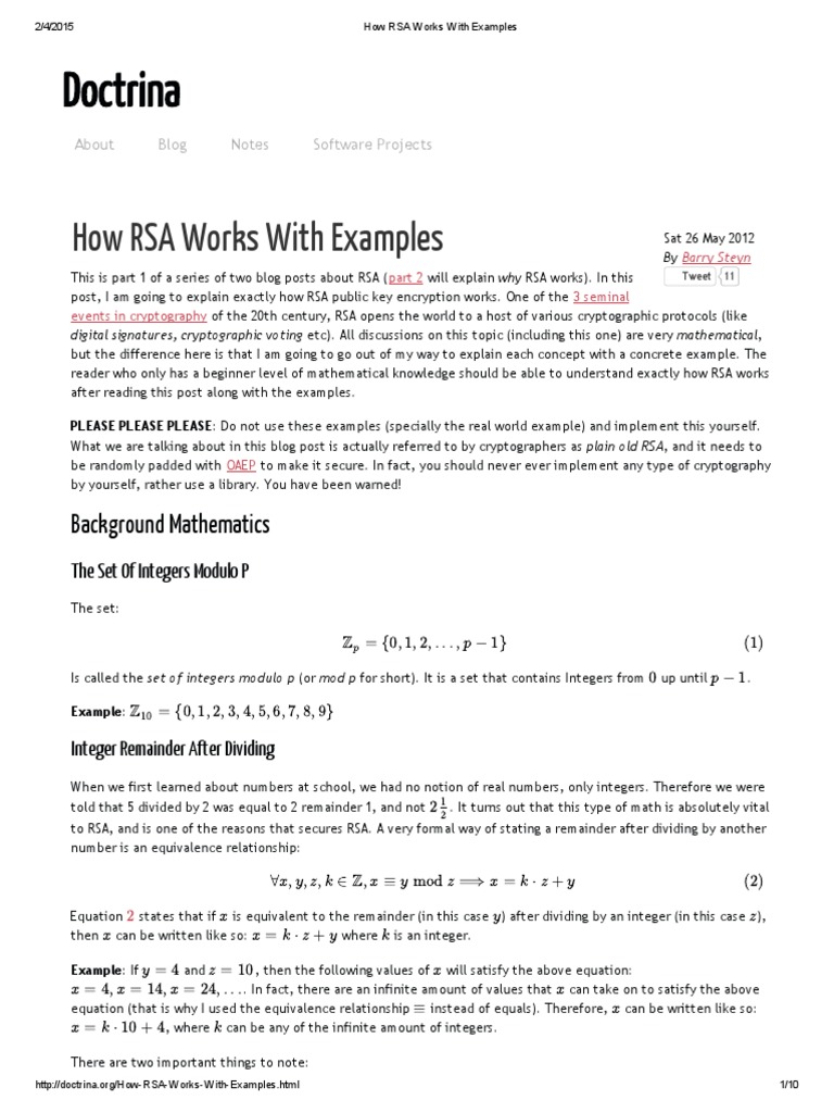 How RSA Works With Examples | PDF | Key (Cryptography) | Public Key ...