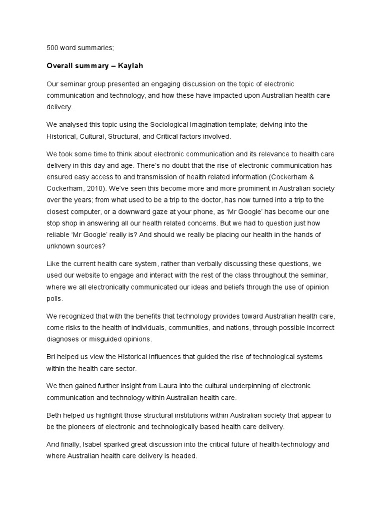 500 word summary combined pdf health care patient