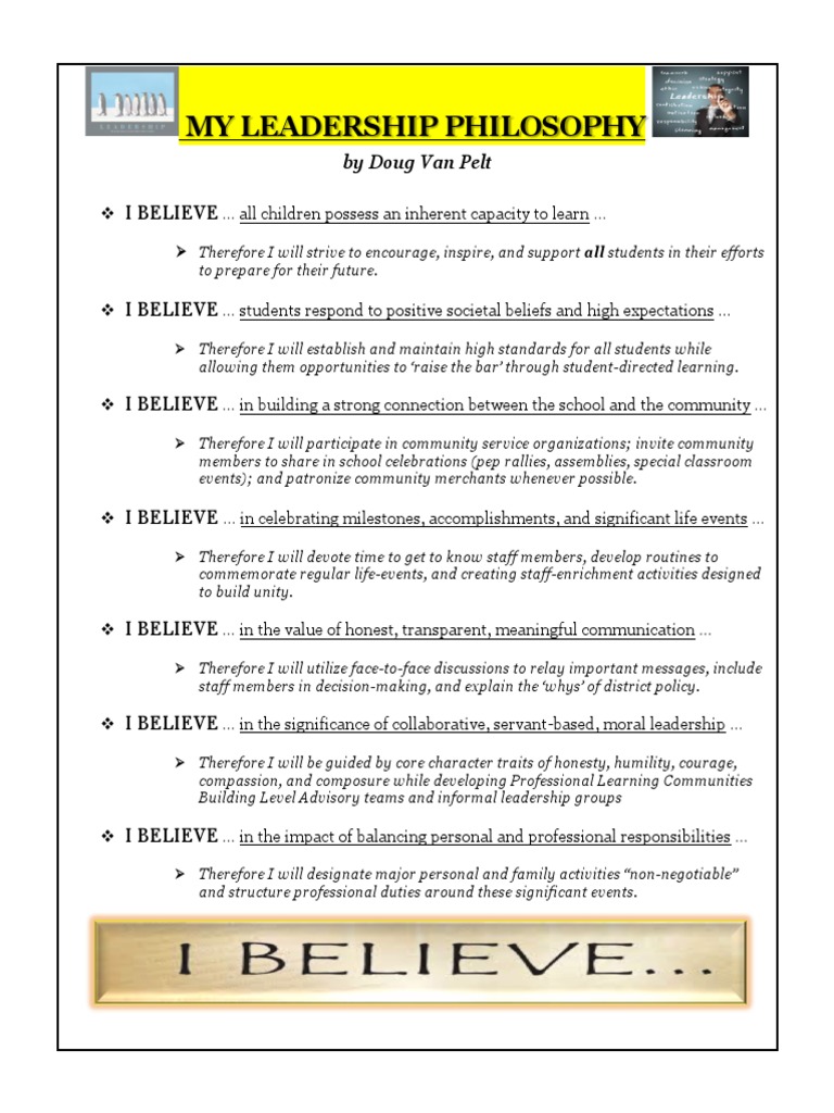 Leadership Philosophy by Doug Van Pelt | PDF
