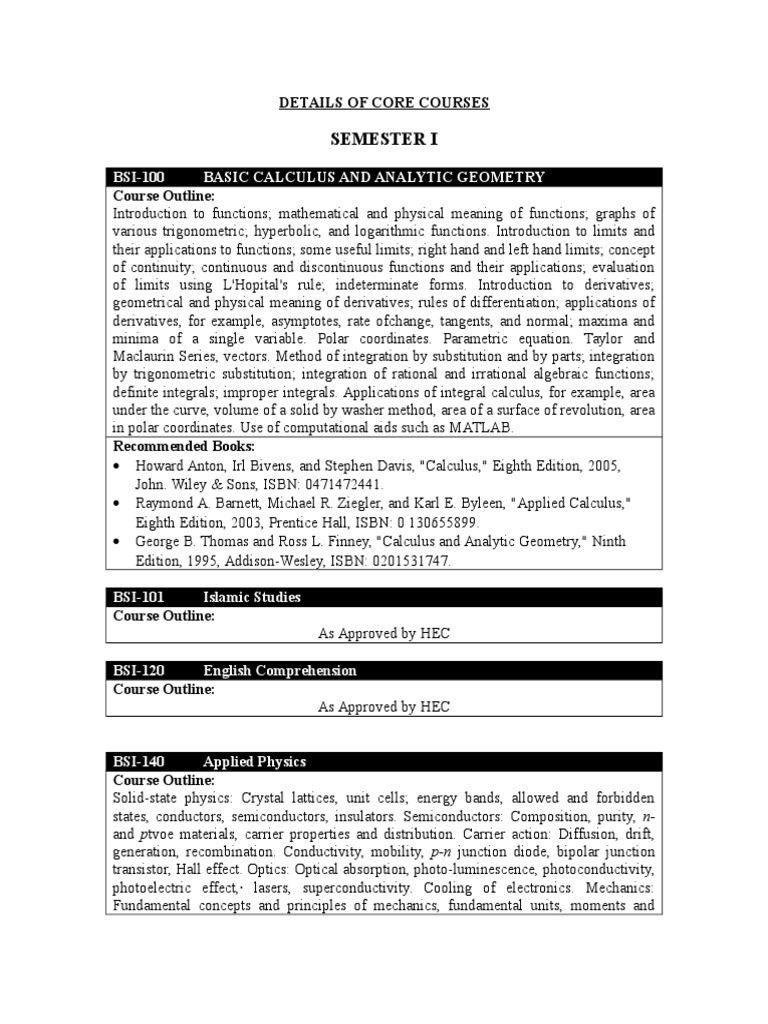 Core Engineering Courses Overview | PDF