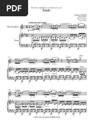 Chopin Op10 No3 Etude Alto Sax | PDF