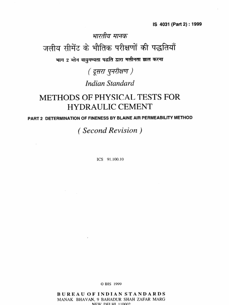 Is 4031 Part2 Download Free Pdf Density Porosity