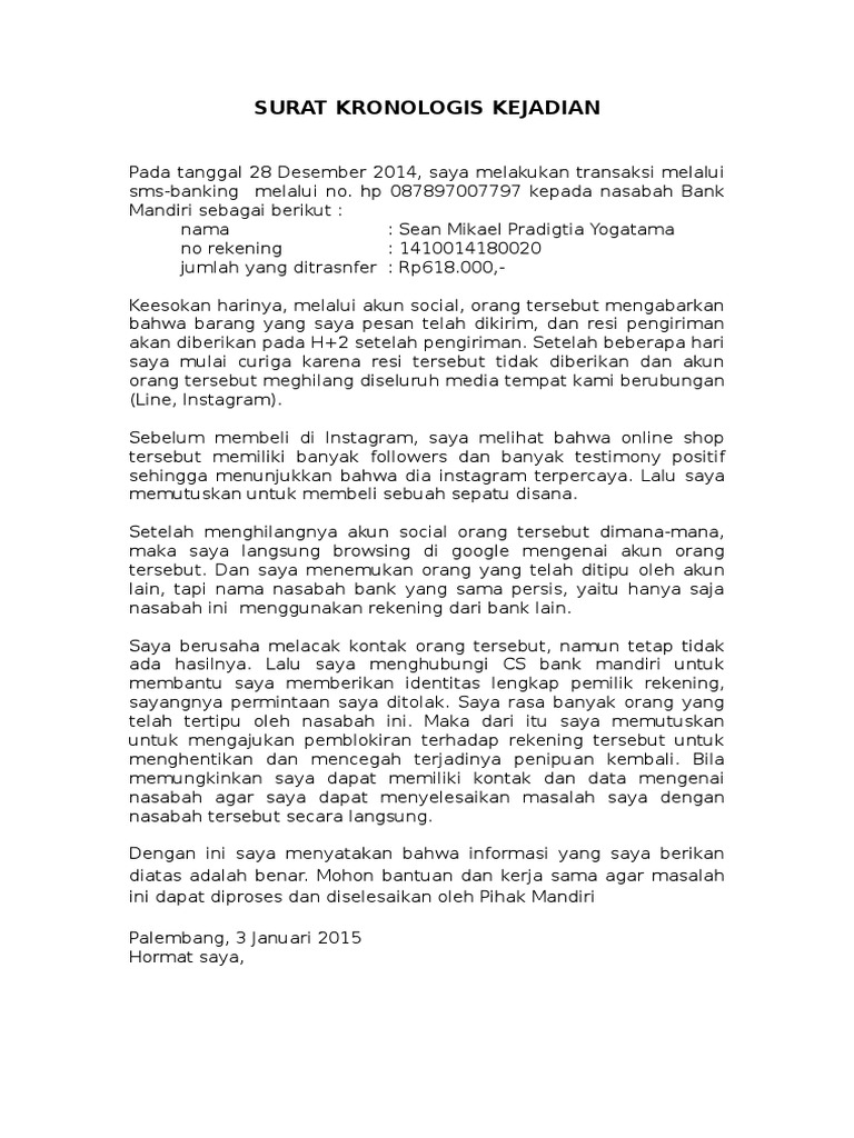 Aurat Kronologis Pelaporan Jual Beli Online: Studi Kasus dan Analisis