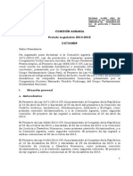 Dictamen Recaído Sobre Los Proyectos de Ley 3371-2013-CR, 3888-2014-CR, 4100-2014-CR, Ley de Protección y Bienestar Animal.