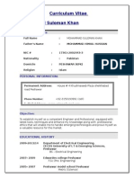 Curriculum Vitae Mohammad Suleman Khan: Personal Bio-Data