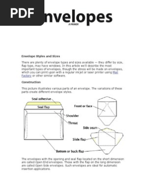 Envelop Styles Sizes