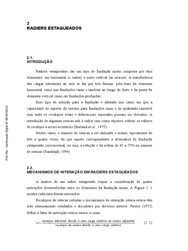 Radier Com Estacas Em Concreto Simples Pdf Otimização Matemática