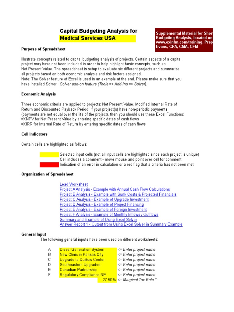 Capital Budgeting for Medical Projects | PDF | Depreciation | Net ...