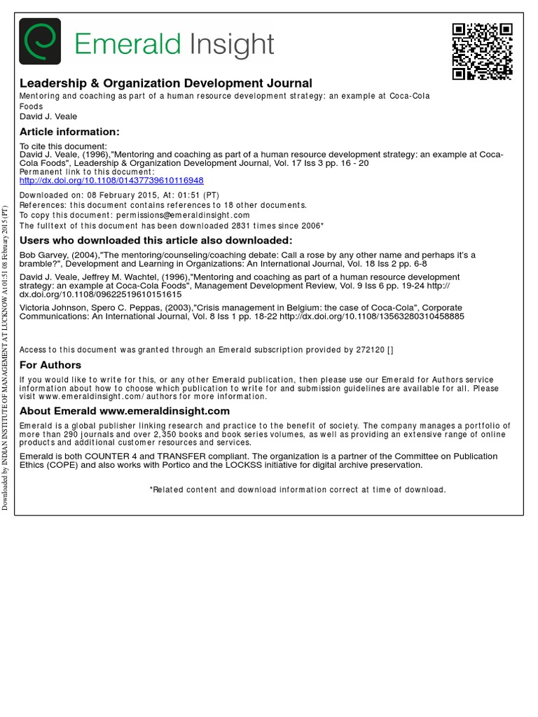 Leadership & Organization Development Journal: Article Information ...