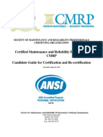 Certified Maintenance and Reliability Professional CMRP Candidate Guide For Certification and Re-Certification