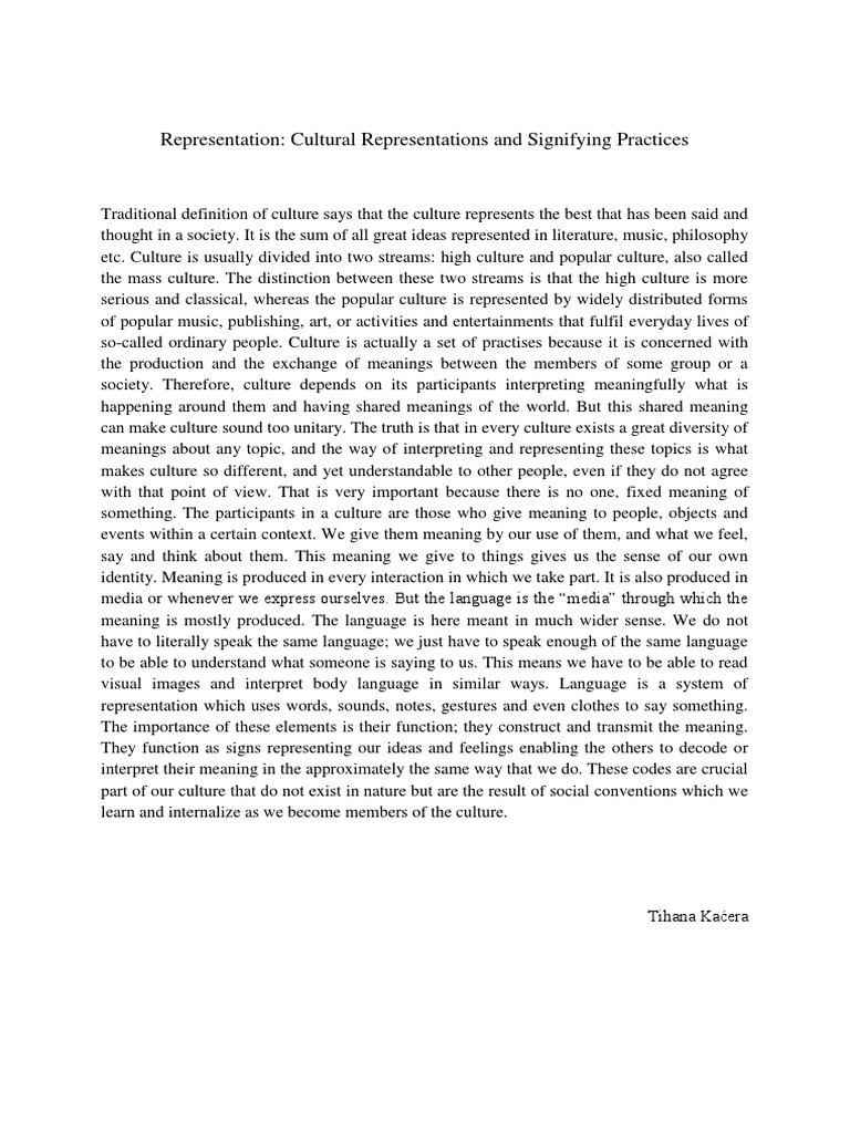 Cultural Representation and Meaning | PDF | Representation (Arts ...