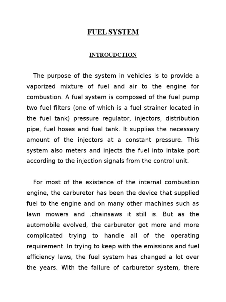 Overview of Vehicle Fuel Systems | PDF