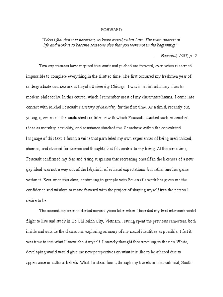 Thesis Forward | Michel Foucault | Epistemology