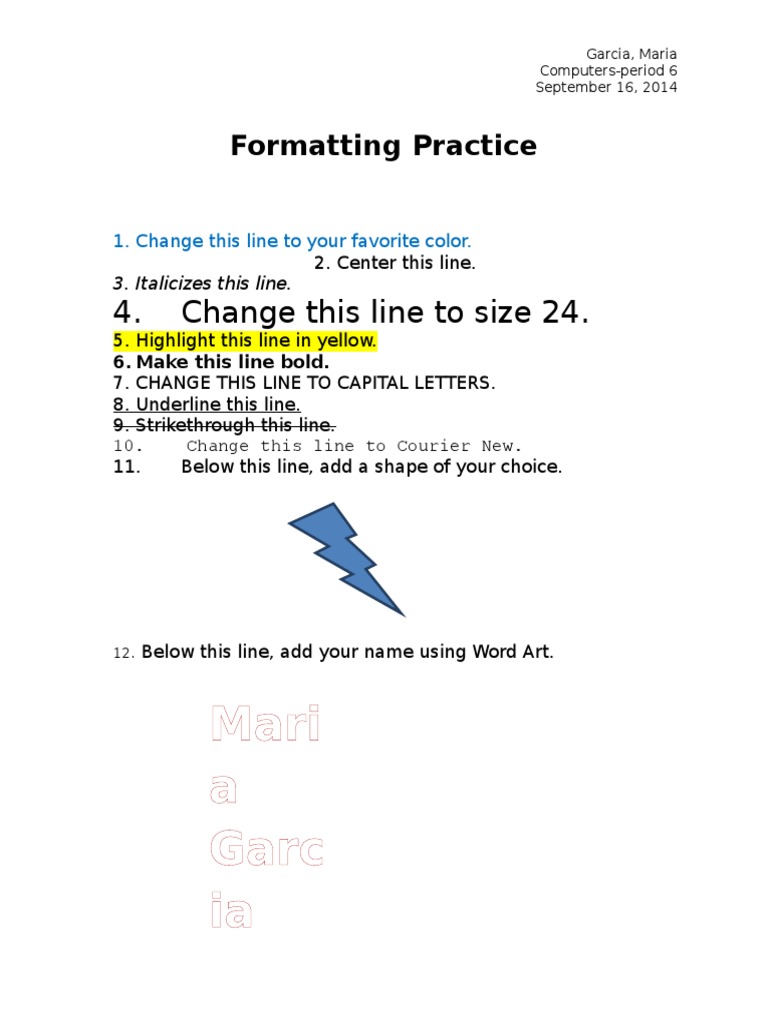 Formatting Skills Practice | PDF | Home & Garden
