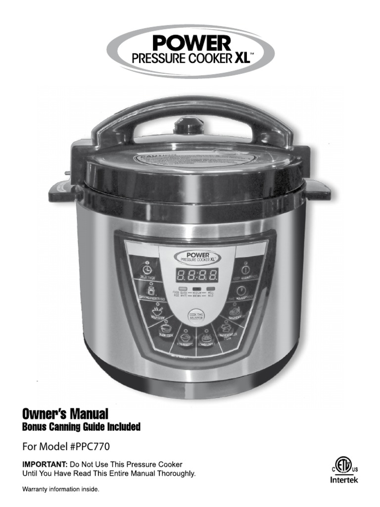 Pressure Cooker Manual | PDF | Pressure Cooking | Canning