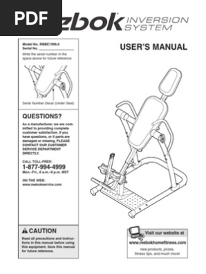 reebok inversion table manual