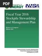 FY2016 Stockpile Stewardship and Management Plan