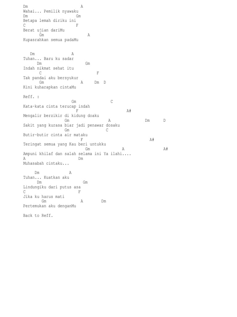 Lirik Lagu Muhasabah Cinta