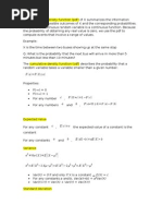 F (A) P (X A) : Var (X) 0 If and Only If X Is A Constant Var (X) Var (X+Y) Var (X) + Var (Y) Var (X-Y)