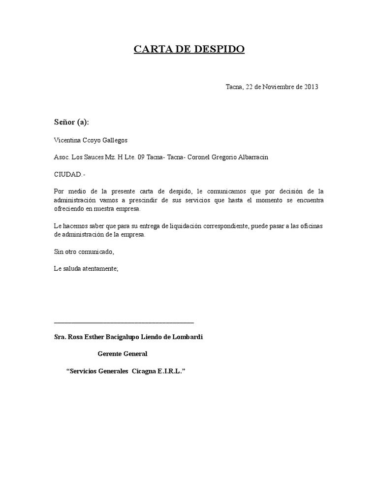 Carta de Despido