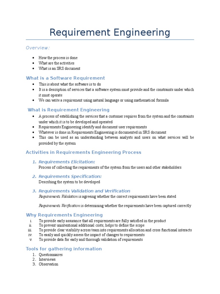Requirement Engineering | Download Free PDF | Verification And ...