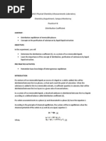 Q2015 Physical Chemistry Measurements Laboratory Chemistry Department, Campus Monterrey Practice # 8 Distribution Coefficient