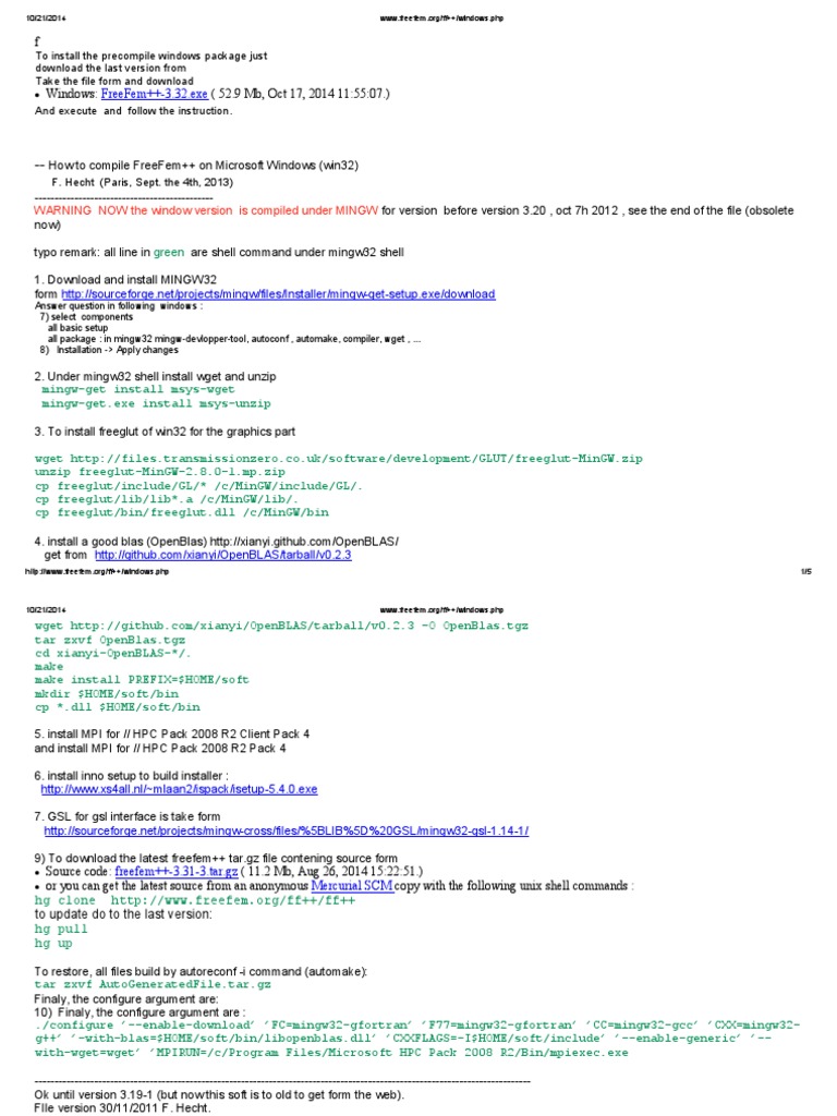 FreeFEM++ Manual Computing Platforms Microsoft Windows