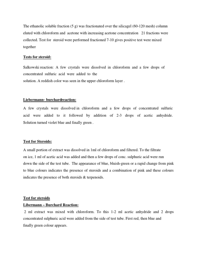 Steroid Identification Tests Overview | PDF