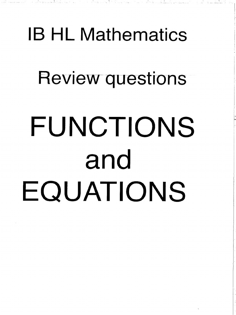 IB Math HL Functions and Equations Mathematics Science