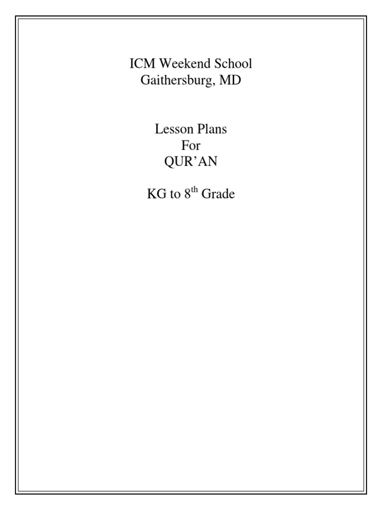 LessonPlans KG To Grade 8 Quran PDF Quran Islam