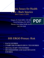 Ergonomic Issues For Health Care - Back Injuries: BSO Course 3/2002