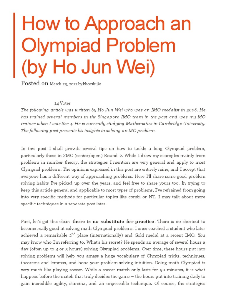Tips for Solving Olympiad Problems | PDF | Conjecture | Polynomial