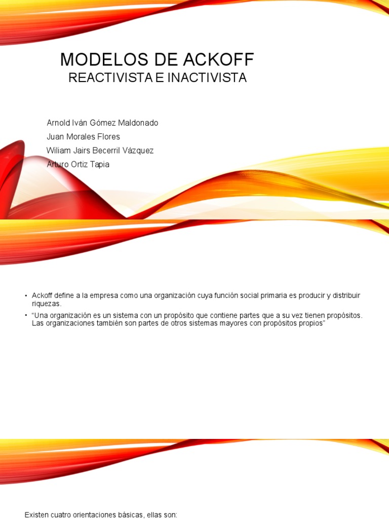 Modelos de Ackoff: Inactivismo y Reactivismo | PDF