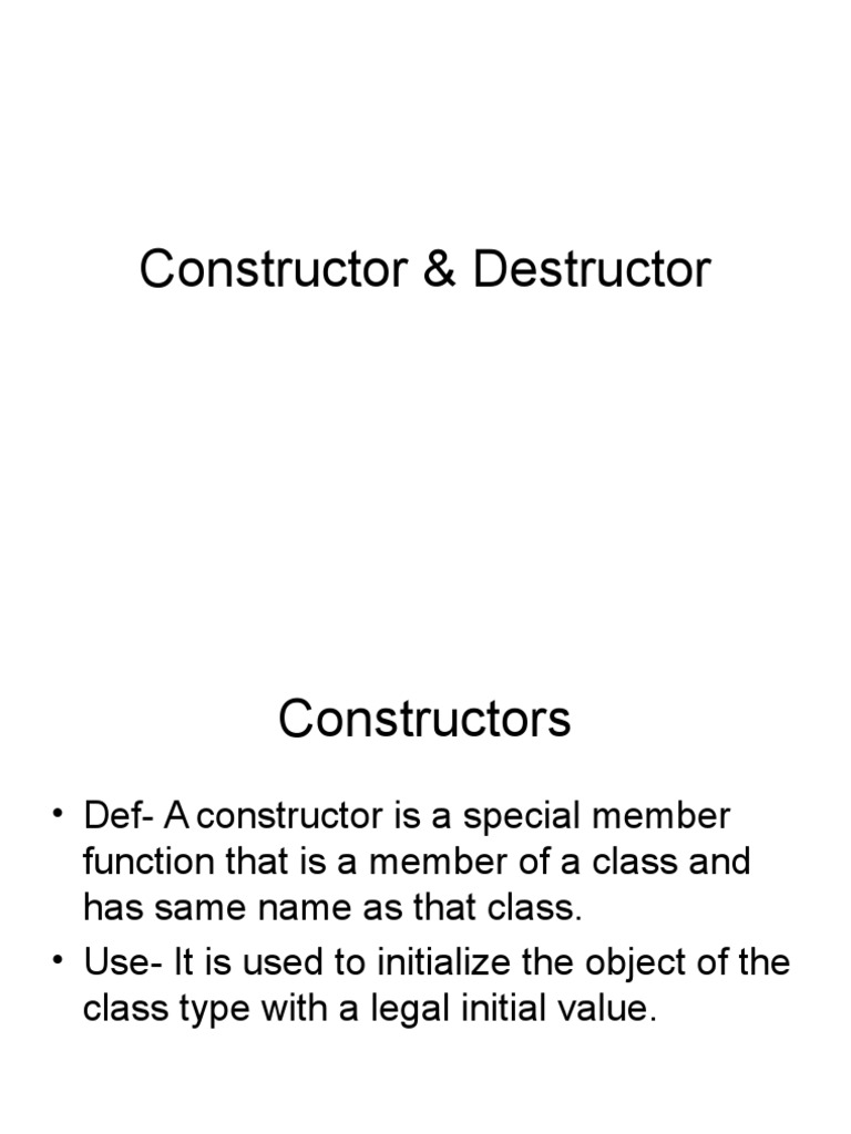 Constructor&Destructor | PDF | Constructor (Object Oriented Programming ...