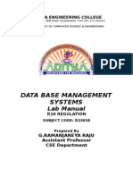 Data Base Management Systems: Lab Manual