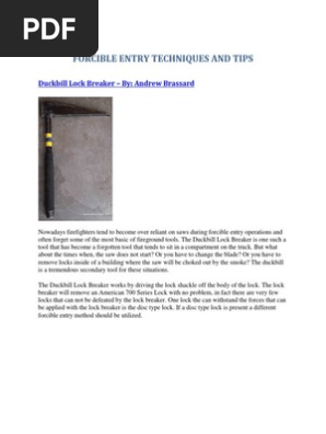 Forcible Entry Techniques From The Experts Lock Security Device